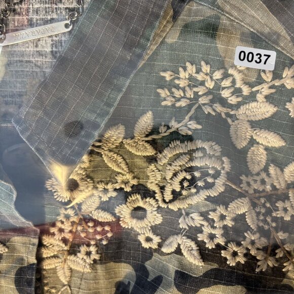 Paparazzi Camo Floral Embroidered Button-Up Jacket Tie Waist Large - Picture 14 of 14